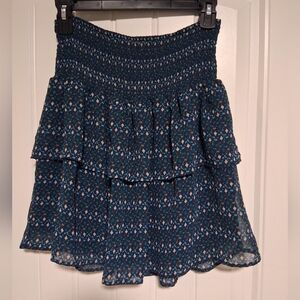 Old Navy Gathered Elastic Waist Navy Tiered Ruffle Skirt | Size S